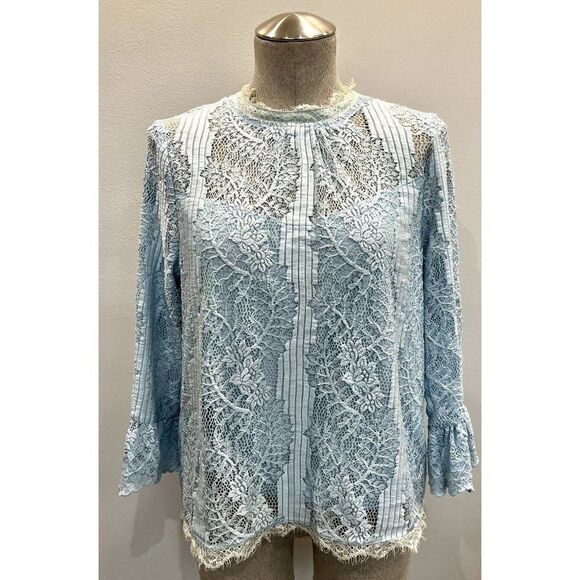 Heartloom Tops - Heartloom NWT Lace Bell Sleeve Top in Light Blue Size M